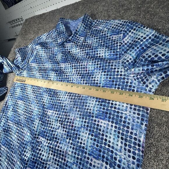 Robert Graham Shirt 2XL Blue Abstract Geometric Polka Colorful Rave Flip Cuff - Picture 9 of 16
